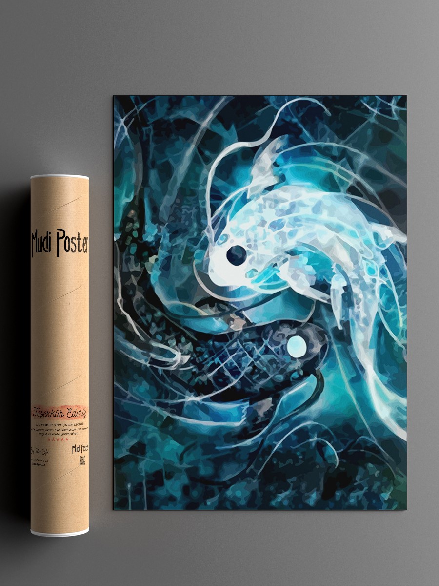 Ying yang Fish Anime Poster Çerçevesiz Yüksek Kalite Anime Duvar Poster