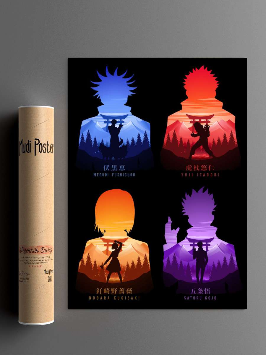 Yuji Megumi Nobara Gojo Anime Poster Çerçevesiz Yüksek Kalite Anime Duvar Poster