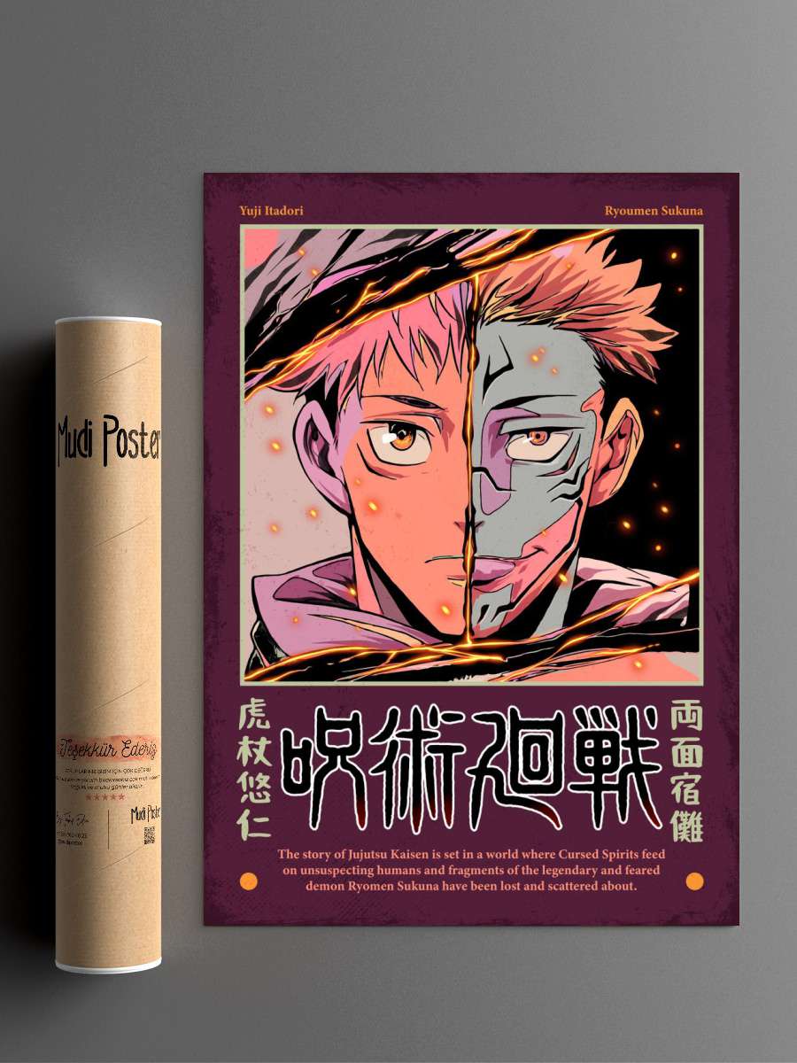 YUJI X SUKUNA Anime Poster Çerçevesiz Yüksek Kalite Anime Duvar Poster