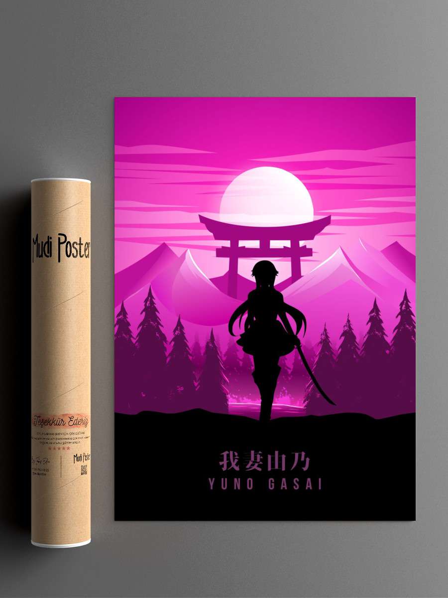 Yuno Gasai Mirai Nikki Anime Poster Çerçevesiz Yüksek Kalite Anime Duvar Poster
