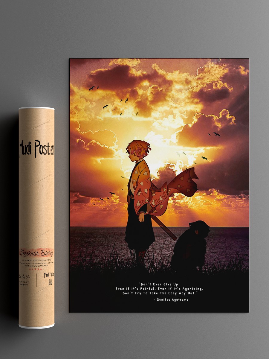 zenitsu agatsuma Anime Poster Çerçevesiz Yüksek Kalite Anime Duvar Poster