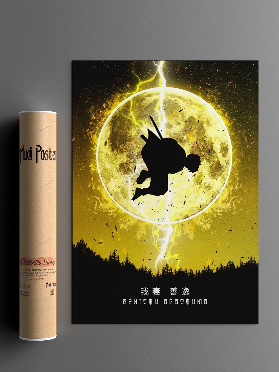 Zenitsu Agatsuma Anime Poster Çerçevesiz Yüksek Kalite Anime Duvar Poster