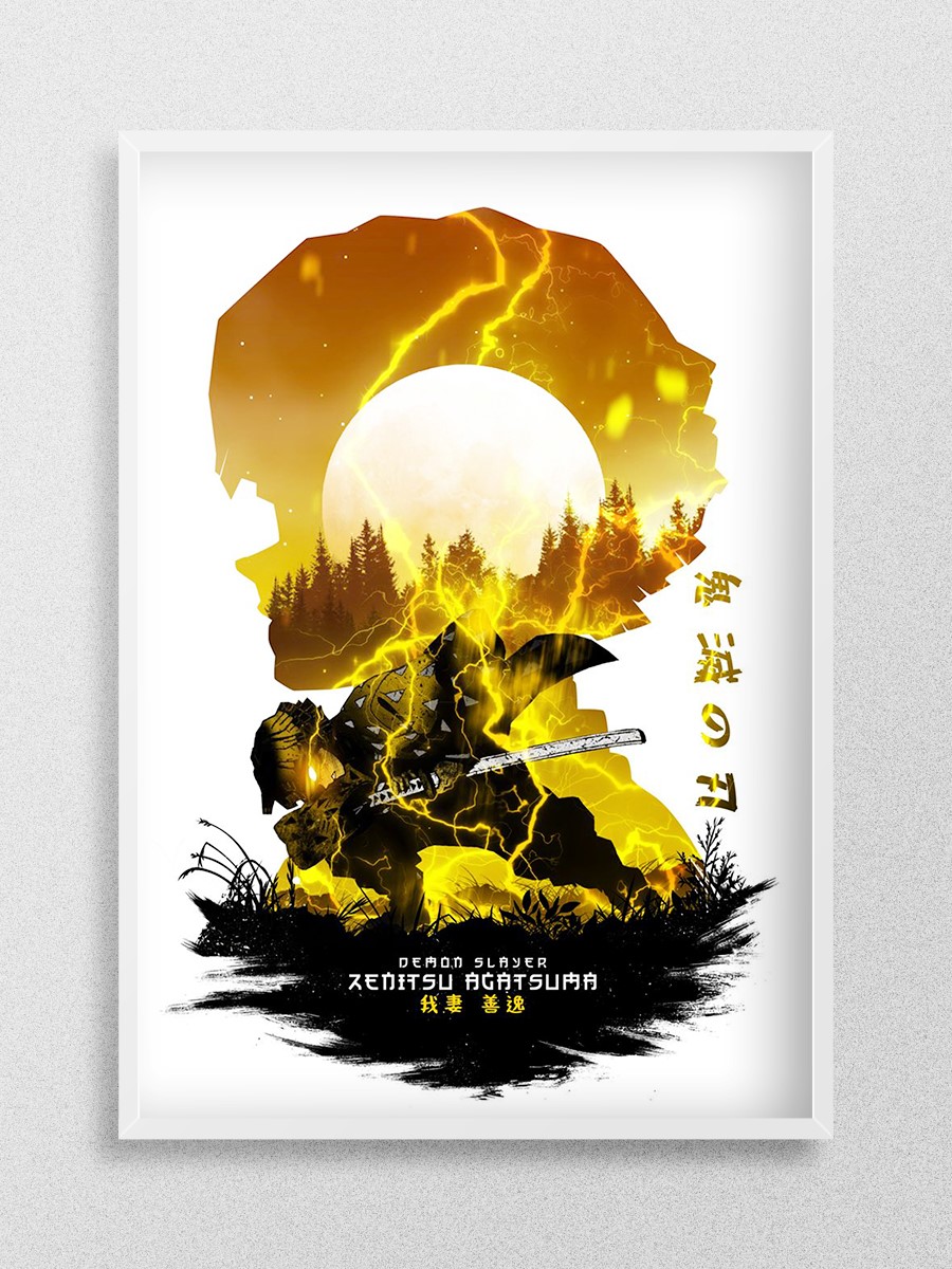 Zenitsu Agatsuma Anime Poster Çerçevesiz Yüksek Kalite Anime Duvar Poster