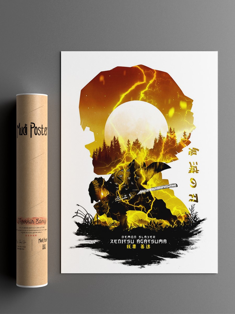 Zenitsu Agatsuma Anime Poster Çerçevesiz Yüksek Kalite Anime Duvar Poster