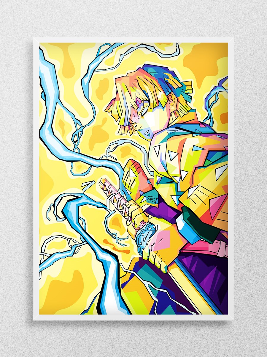 zenitsu pop art Anime Poster Çerçevesiz Yüksek Kalite Anime Duvar Poster