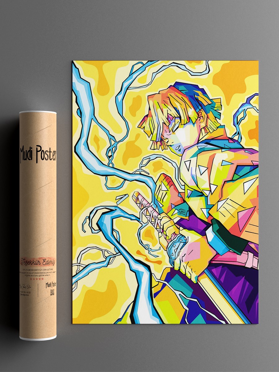 zenitsu pop art Anime Poster Çerçevesiz Yüksek Kalite Anime Duvar Poster
