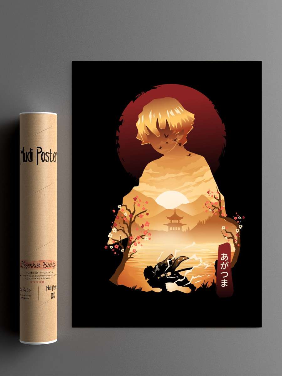 zenitsu ukiyoe Anime Poster Çerçevesiz Yüksek Kalite Anime Duvar Poster