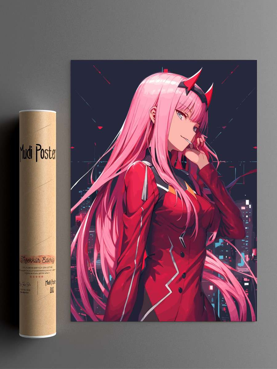 Zero Two Darling Waifu Anime Poster Çerçevesiz Yüksek Kalite Anime Duvar Poster