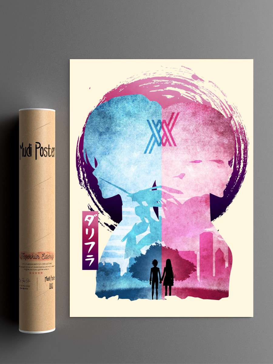 Zero Two Hiro Anime Poster Çerçevesiz Yüksek Kalite Anime Duvar Poster
