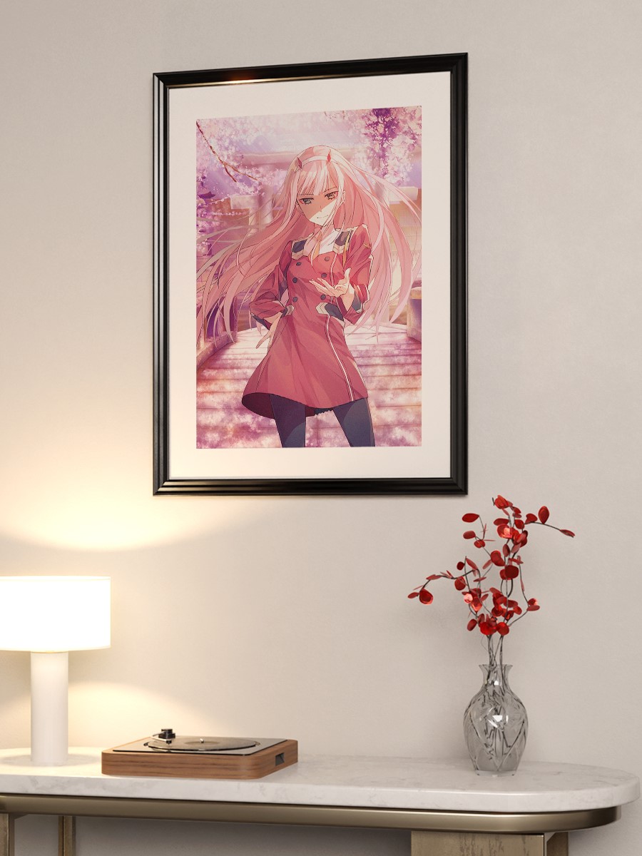 Zero Two Sakura Horns Anime Poster Çerçevesiz Yüksek Kalite Anime Duvar Poster